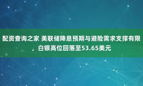 配资查询之家 美联储降息预期与避险需求支撑有限，白银高位回落至53.65美元