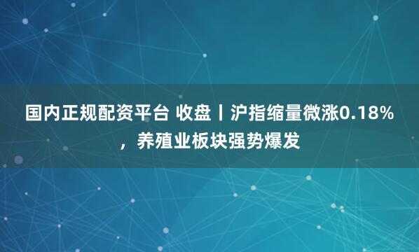 国内正规配资平台 收盘丨沪指缩量微涨0.18%，养殖业板块强势爆发